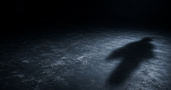 A calm stance shadow on empty canvas