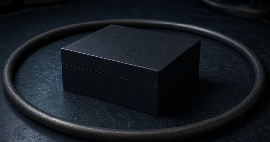 A single closed storage box inside a rope boundary