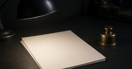 Quiet hosting light reflected on blank paper without a screen