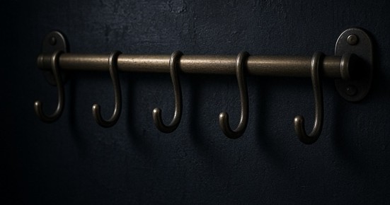 An empty brass hook where no account token is hung