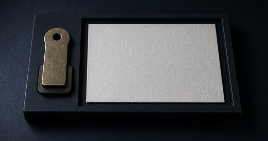Replaceable blank date tab and contact card awaiting confirmed details